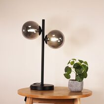 Valcross 2 Light Decorative with Smoke Glass Spheres Table Lamp Black - OL97442BK