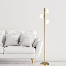 Valcross 3 Light Decorative with Opal Glass Spheres Floor Lamp Satin Brass - OL97443SB