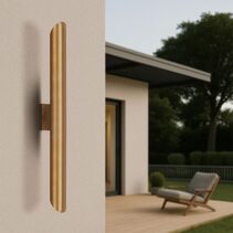 Penros 2 Light Exterior Wall Light Natural Brass - PENROS EX2-BRS