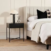 Nessa 1 Drawer Bedside Table All Black - 33895