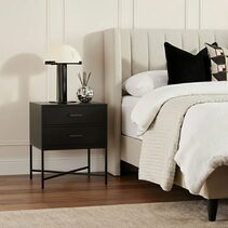 Nessa 2 Drawer Bedside Table All Black - 33897