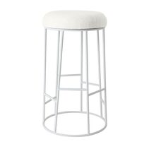 Aiden White Steel Bar Stool Natural Linen - 33903