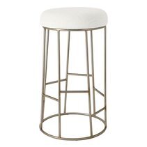 Aiden Gold Steel Bar Stool Natural Linen - 33904