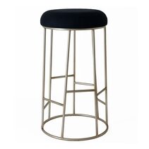 Aiden Gold Steel Bar Stool Black Linen - 33905