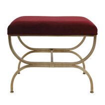 Novak Antique Gold Iron Stool Mulberry Velvet - 34158