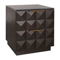 Benedict Smoked Oak Bedside Table Range Black Marble - B34076