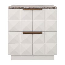 Benedict White Oak Bedside Table Range River Brown Marble - B34078