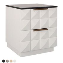 Benedict White Oak Bedside Table Range Black Marble - B34080