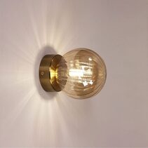 Juni G9 Amber IP44 Ribbed Optic Glass Wall Light - OL54229AM