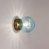 Juni G9 Blue IP44 Ribbed Optic Glass Wall Light - OL54229BL
