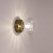 Juni G9 Clear IP44 Ribbed Optic Glass Wall Light - OL54229CL