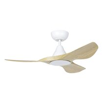 Surf 40" DC Ceiling Fan With 20W Dimmable LED Matt White / Light Oak / Tri-Colour - 20789316