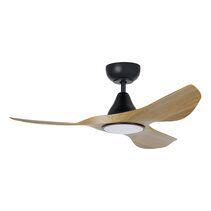 Surf 40" DC Ceiling Fan With 20W Dimmable LED Matt Black / Burmese Teak / Tri-Colour - 20789317
