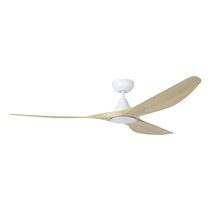 Surf 72" DC Ceiling Fan With 20W Dimmable LED Matt White / Light Oak / Tri-Colour - 20789516