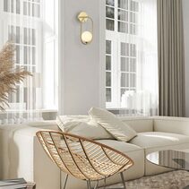 Interior Round Opal Glass with Satin Gold Frame Wall Light - ARO1