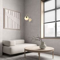 Interior Round Opal Glass with Satin Gold Frame Wall Light - ARO2