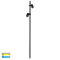 Lille 2 x 2.5W CCT LED Garden Spike Bollard Light Black - HV1441T-2-BLK