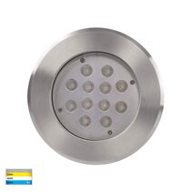 Split 12W CCT 12V DC LED Round Inground Uplighter Stainless Steel / Black - HV1847T