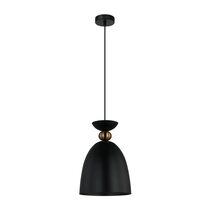 Interior Bell Shade with Brass Highlights Pendant Matt Black - KANSI2