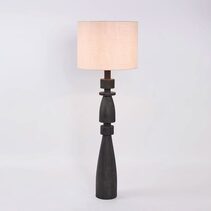 Magnus Wood Floor Lamp Black Base With Natural Shade - KITMRDLMP0060NAT