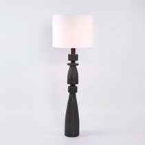 Magnus Wood Floor Lamp Black Base With White Shade - KITMRDLMP0060WH