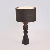 Magnus Wood Table Lamp Black Base With Black Shade - KITMRDLMP0062BK