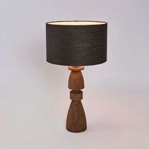 Magnus Wood Table Lamp Saddle Base With Black Shade - KITMRDLMP0063BK