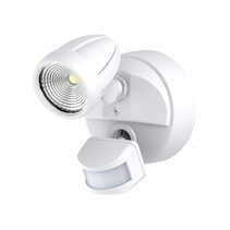 Bandit 12W LED Single Head Polycarbonate Coastal Spotlight With Sensor White / Tri-Colour - MLXB3451WS