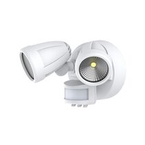 Bandit 24W LED Twin Head Polycarbonate Coastal Spotlight With Sensor White / Tri-Colour - MLXB3452WS