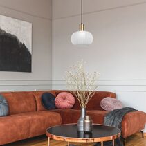 Interior Pleated Opal Translucent Dome Glass Pendant - PAPEL1