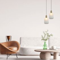 Interior Pleated Opal Opaque Jar Glass Pendant - PAPEL4