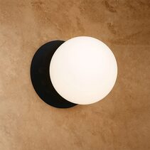 Odessa Opal Frosted Glass LED Wall Light With Black Base Small / Cool White - LM002WL041