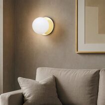 Odessa Opal Frosted Glass LED Wall Light With Gold Base Small / Warm White - LM002WL017