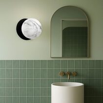 Odessa Marble Opal Glass LED Wall Light With Black Base Large / Cool White - LM002WL062