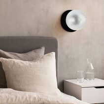 Odessa Diamond Cut Glass LED Wall Light With Black Base Large / Cool White - LM002WL064