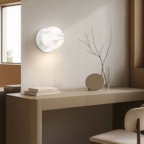 Odessa Marble Opal Glass LED Wall Light With Chrome Base Large / Cool White - LM002WL070