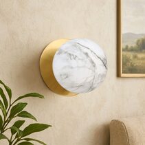 Odessa Marble Opal Glass LED Wall Light With Brass Base Large / Cool White - LM002WL074