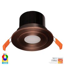 Prime Wi-Fi 12W RGBCW 240V LED Tilt Downlight Antique Brass - HV5512RGBCW-AB