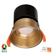Prime Wi-Fi 12W RGBCW 240V LED Fixed Deep 84mm Downlight Brass - HV5513RGBCW-BR