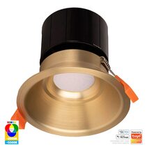 Prime Wi-Fi 12W 240V LED 105mm RGBCW Fixed Deep Downlight Brass - HV5514RGBCW-BR