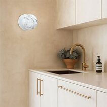 Odessa Marble Opal Glass LED Wall Light With White Base Small / Warm White - LM002WL006