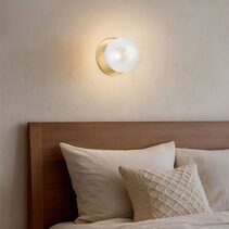 Odessa Diamond Cut Glass LED Wall Light With Brass Base Small / Cool White - LM002WL056