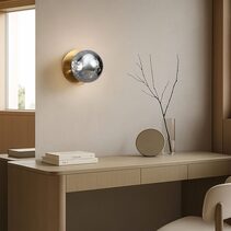 Odessa Molten Ripple Glass LED Wall Light With Brass Base Large / Warm White - LM002WL035