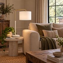 Arriba Drum Shade With Marble Base Height Adjustable Table Lamp White - ARRIBA-T2