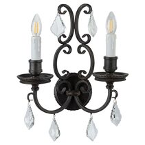 Louis 15th 2 Light Crystal Wall Light White Candle Covers - LOI1001736A