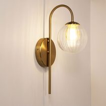 Alta Satin Brass Clear And Amber Glass Sphere LED Wall Light - OL54265SB