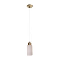 Lisa Cylindrical Clear Glass Pendant Satin Brass / Opal - OL60585OP