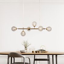 VOLLI.6 Satin Brass 6 Light Optic Glass Pendant - OL65015/6SB