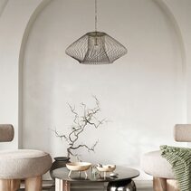 Interior Oval Cage 600mm Iron Pendant Antique Brass - PARRILLA4