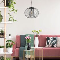 Interior Round Cage Iron Pendant Matt Black - PARRILLA5